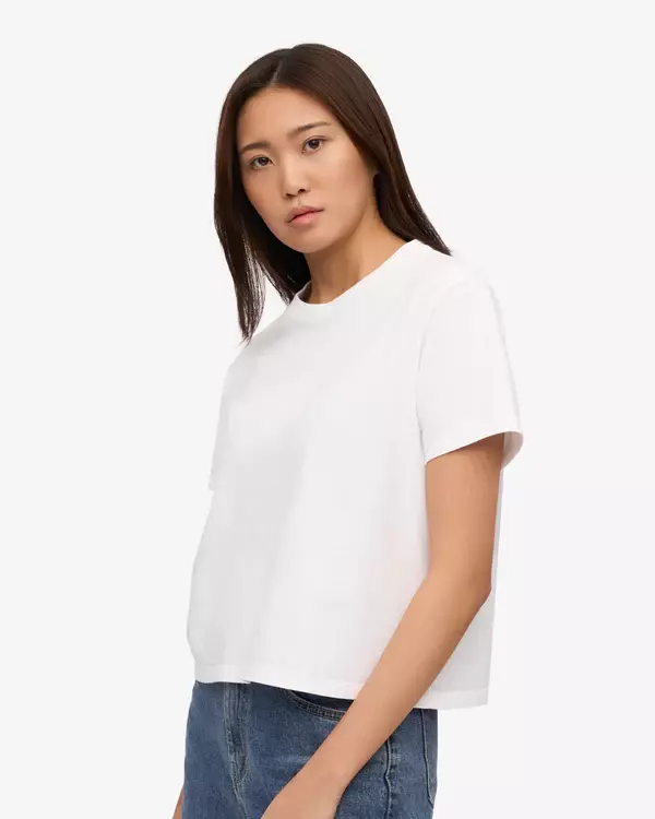 Colorful Standard Organic Boxy Crop Tee Optical White Damen T-Shirt weiß